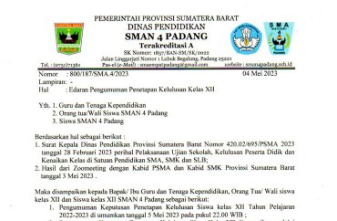 EDARAN PENGUMUMAN PENETAPAN KELULUSAN KELAS XII