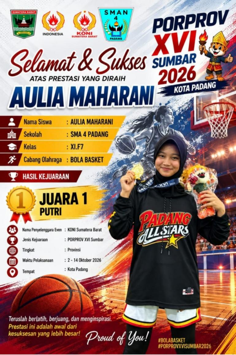 Prestasi Olahraga: Aulia Maharani persembahkan Juara 1...