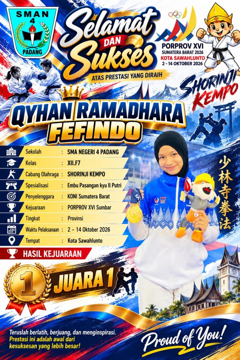 Prestasi Olahraga: Qyhan Ramadhara Fefindo Raih Juara 1...